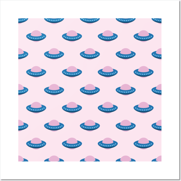 UFO Spaceship Pattern Wall Art by abstractocreate